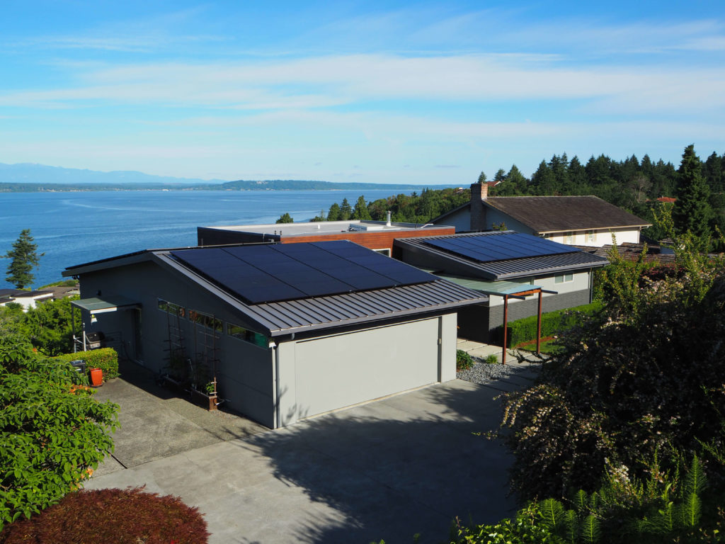 metal rooftop solar array in shoreline