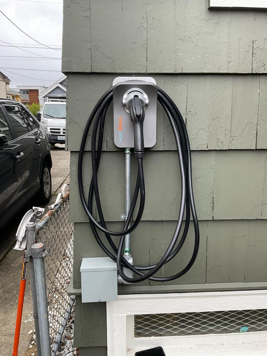 residential ev charger, charge point installed outside
